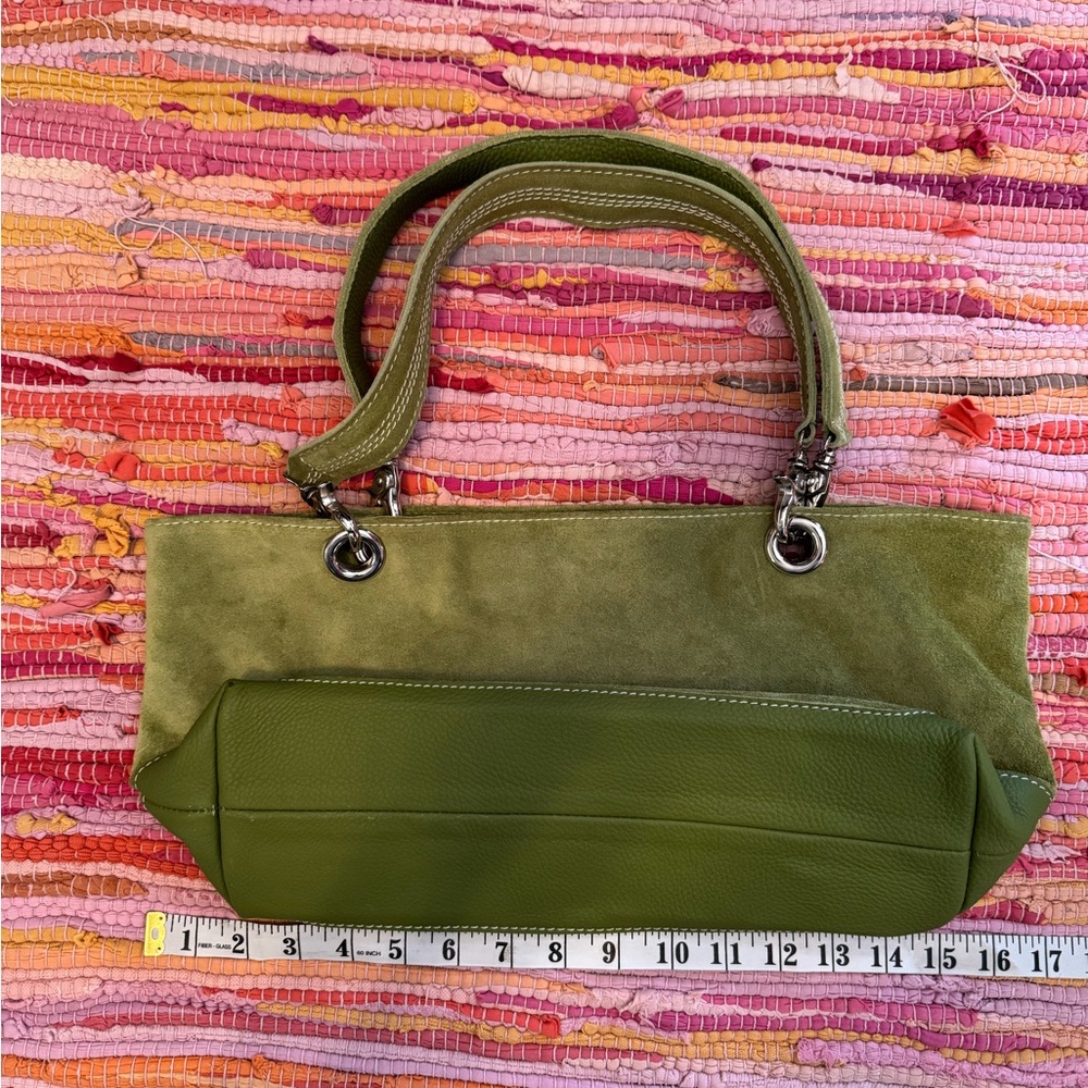 J. Jill Two-Tone Green Suede Shoulder Bag - Picture 2 of 6